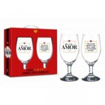 Jogo 2 Taças Cerveja Vidro Casal Namorados Copo Chopp 330ml - Brasfoot