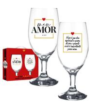 Jogo 2 Taças Cerveja Vidro Casal Namorados Copo Chopp 330ml - Brasfoot