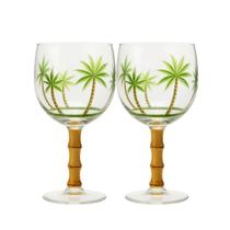 Jogo 2 Taças de Acrílico Palm Tree Coqueiro Tropical com Bambo Wolff 500ml Jogo 2 Taças de Acrílico Palm Tree Coqueiro Tropical com Bambo Wolff 500ml