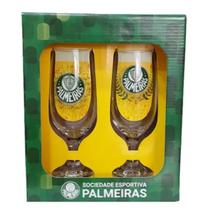 Jogo 2 Taças de Cerveja 300ml do Palmeiras em Vidro na Caixa