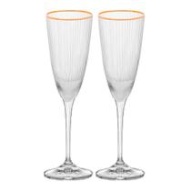 Jogo 2 Taças de Champanhe Vidro Wolff Borda Dourada Lines 300ml