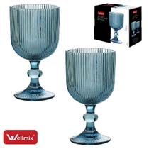 Jogo 2 Taças de Vidro Bliss Collection Azul 255ml