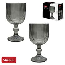 Jogo 2 Taças de Vidro Bliss Collection Preto Fumé 255ml Jogo 2 Taças de Vidro Bliss Collection Preto Fumé 255ml