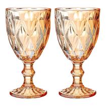 Jogo 2 Taças de Vidro Diamond Diamante Âmbar Metalizado 300ml Água Class Home Jogo 2 Taças de Vidro Diamond Diamante Âmbar Metalizado 300ml Água Class Home