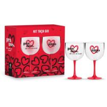 Jogo 2 Taças Gin Bicolor - Pra Nós Todo Amor do Mundo 580ml Presente Namorados Brasfoot
