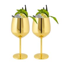 Jogo 2 Taças Metalizadas Vinho Drink Dourada Reveillon 500ml Jogo 2 Taças Metalizadas Vinho Drink Dourada Reveillon 500ml
