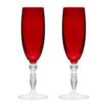 Jogo 2 Taças para Champagne Montis Vermelha de Vidro Pasabahçe 355ml