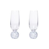 Jogo 2 Taças para Espumante de Cristal e Mármore Branco 210ml 23109 Mart Jogo 2 Taças para Espumante de Cristal e Mármore Branco 210ml 23109 Mart
