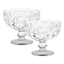 Jogo 2 Taças Sobremesas De Vidro Diamond Diamante 320ml