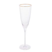 Jogo 2 Taças Vidro Champanhe 300 ml Borda Dourada Lines
