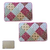 Jogo 2 Tapetes Tipo Patchwork 40x60cm Dupla Face Poliéster