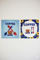 Jogo 2 Telas Canva Quadros Estampas Coffee 20x20cm Decorativos.