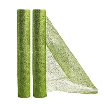 Jogo 2 Telas Decor Fita Natal Malha Verde Lantejoulas Brilho Luxo 24cm x 5 metros Magizi