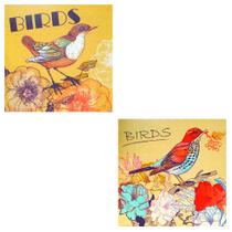 Jogo 2 Telas / Quadros 29x29cm Decorativos Pássaros - Birds