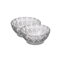 Jogo 2 Tigela De Vidro Redonda Sobremesa Saladeira Fruta Travessa 350ml