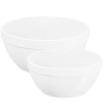 Jogo 2 Tigelas 300ml e 500ml Bowl Branco Plástico Servir Caldos Saladas Acompanhamentos Coza