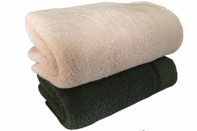 Jogo 2 toalhas banho eleganz verde moss / pêssego