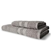 Jogo 2 Toalhas Itália Soft 1 Banho 1 Rosto Grossa 100% Algodão 430g/m² Cinza