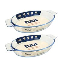 Jogo 2 Travessas Oval em Vidro Borossilicato Premium com Alças 780ml Forno e Micro-ondas Jogo 2 Travessas Oval em Vidro Borossilicato Premium com Alças 780ml Forno e Micro-ondas