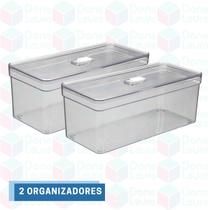Jogo 2 Un Organizadores Porta Ovos Alto Retangular Com Tampa