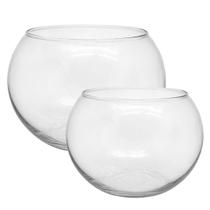 Jogo 2 Vasos Tipo Aquário Vidro Redondo Decoração e Terrários 4,5 e 2 Litros