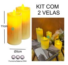 Jogo 2 Velas De Led Eletrônica Grande Chama Viva Oscilante