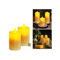 Jogo 2 Velas De Led Eletrônica Pequena Chama Viva Oscilante