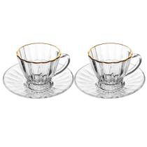 Jogo 2 Xíc p/ Chá com Fio de Ouro 180ml Cristal