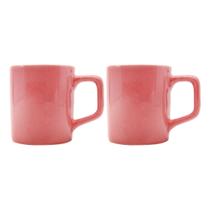 Jogo 2 Xícara Café Cerâmica Colors 80mL Rosa Vibrante