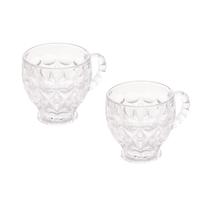 Jogo 2 Xícara Chá Vidro Cristal Lile Lyor Transparente 200ml