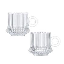 Jogo 2 Xícara de Café Caneca Vidro Robusta Lines 85ml Em Casa Tem