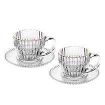 Jogo 2 Xícara de Café de Cristal com Fio de Ouro Império 110ml Wolff Jogo 2 Xícara de Café de Cristal com Fio de Ouro Império 110ml Wolff