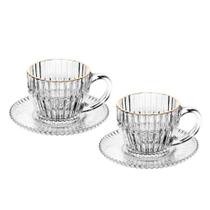 Jogo 2 Xícara De Café De Cristal Com Fio De Ouro Império 110ml Wolff
