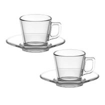 Jogo 2 Xícara de Café de Vidro com Pires Turin 90ml Em Casa Tem