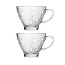 Jogo 2 Xícara de Chá de Vidro Flores Clear Lily 220ml Em Casa Tem