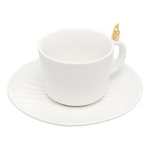 Jogo 2 xícaras 190 ml para chá de cerâmica branco com pires Colibri Wolff - 17929 Jogo 2 xícaras 190 ml para chá de cerâmica branco com pires Colibri Wolff - 17929