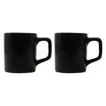 Jogo 2 Xícaras Café 80mL Cerâmica Preta Mesa Posta