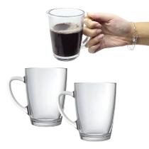 Jogo 2 Xícaras Caneca De Vidro Transparente Com Alça 250ml