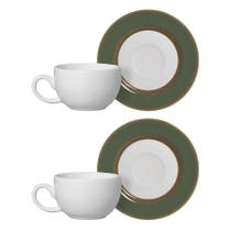 Jogo 2 Xícaras De Café Branca Com Pires Celebrate Verde Cerâmica Alleanza 100ml Jogo 2 Xícaras De Café Branca Com Pires Celebrate Verde Cerâmica Alleanza 100ml