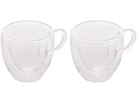 Jogo 2 Xícaras formato de Coração para Café Chá 80Ml Parede Dupla Vidro Lyor