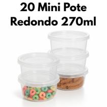 Jogo 20 mini potes redondo 270ml fitness kit 20 potes com tampa redondo BPA free gelatina Jogo 20 mini potes redondo 270ml fitness kit 20 potes com tampa redondo BPA free gelatina