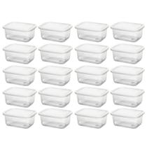 Jogo 20 mini potes retangular 260ml kit 20 potes fitnees BPA free, Conjunto 20 potes com tampa Jogo 20 mini potes retangular 260ml kit 20 potes fitnees BPA free, Conjunto 20 potes com tampa