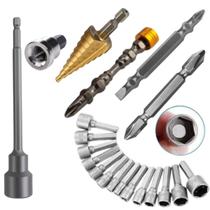 Jogo 20 Pçs Bits Ponteira Parafusadeira Philips Soquetes