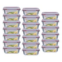 Jogo 20 Potes De Vidro Hermético Marmita Canelado 370ml