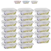 Jogo 20 Potes de Vidro Mantimentos Marmita Fit Tampa 370ml