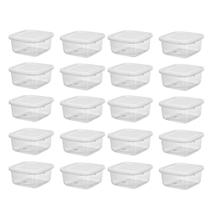 Jogo 20 potes quadrados fitness, kit 20 potes mini, Conjunto 20 potes com tampa BPA free
