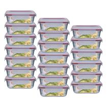 Jogo 20 Potes Vidro Hermético Retangular Canelado 1040ml Jogo 20 Potes Vidro Hermético Retangular Canelado 1040ml