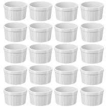 Jogo 20 Ramekins Brancos Canelados 150ml Tigelas Bowls 7,9cm Uno Coza em Polipropileno