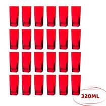 Jogo 24 Copos 320ml Vermelho Refrigerante Vitamina