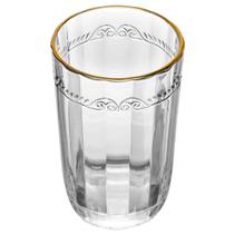 Jogo 24 Copos de Cristal com Fio de Ouro Alto Imperial 370ml Lyor Servir Suco Água Jogo 24 Copos de Cristal com Fio de Ouro Alto Imperial 370ml Lyor Servir Suco Água
